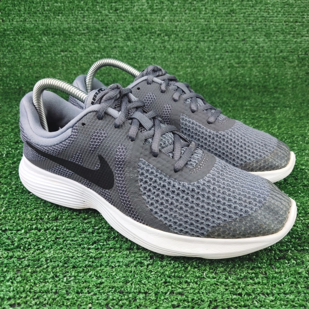 Nike Revolution 4 Shoes Kids Size 7Y Grey Black Running Sneakers 943309-005